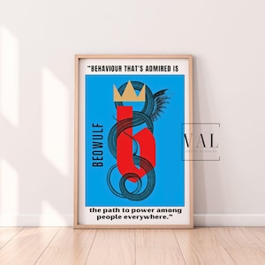 Beowulf Book Poster Wall Art , Book Lover Gift, Book Gift For Her , Classroom Wall Art Literature Lover Gift