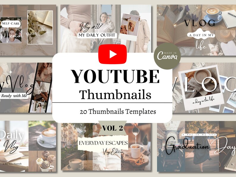 Done for You Youtube Thumbnail Vlog Templates | Custom Youtube Branding ...