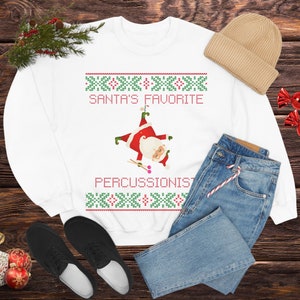 Percussion Ugly Christmas Sweatshirt, Percussionist Ugly Christmas Sweater Style, Percussionist Christmas Gift, Percussion Xmas Shirt