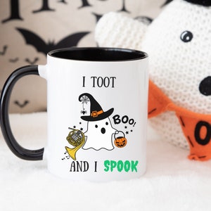 Spooky French Horn Halloween Mug, French Horn Gift, Halloween Gift for French Horn Player, French Horn Coffee Cup, October Hornist Fun