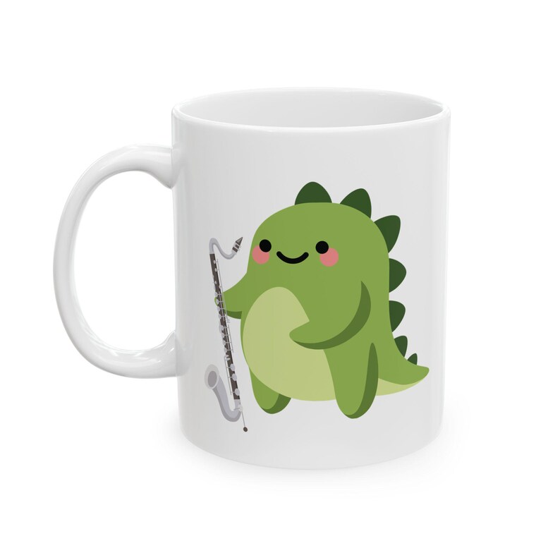 Bass Dinosaur Mug, Gift for Bass Player, Bass