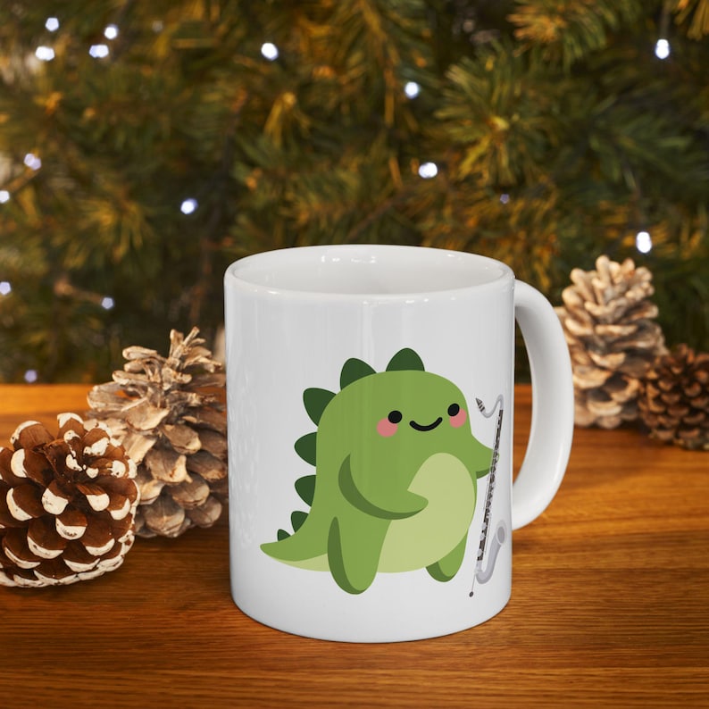 Bass Dinosaur Mug, Gift for Bass Player, Bass