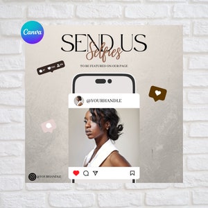 send selfies flyer template, DIY Canva flyer, lash nail stylist flyer, social media flyer template