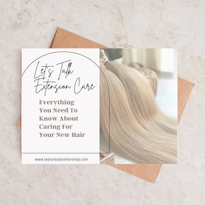 Customizable Hair Extensions Hair Care After Care Card