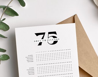 75 Soft Challenge | Elegant, Minimalist, Affordable, Portrait, Printable, PDF