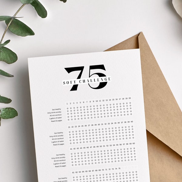 75 Soft Challenge / Elegante, minimalista, conveniente, verticale, stampabile, PDF
