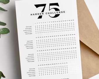 75 Day Hard Challenge | 75 Day Hard | Elegant, Minimalist, Affordable, Portrait, Printable, PDF