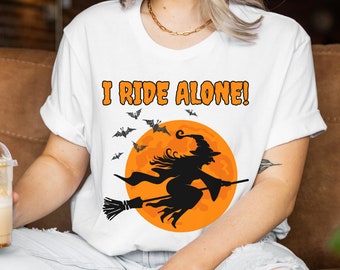 Witch and Broom Halloween T-shirt, Spooky Season Tee