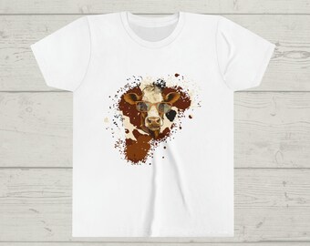 Cute Cow Youth T-shirt Brown Cow Tee Farmhouse Country Shirt Our Herd Fun Tee Graphic Cow Tops and Tees Gift for Kids Gift for Cow Lover