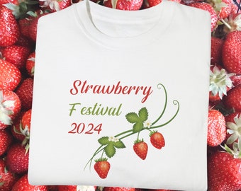 Aardbeienfestival 2024 T-shirt, Aardbei T-shirt, Aardbeienshirt, Aardbeienplanten Top, Fruit T-shirt, Preppy Kleding, Schattig Fruit T-shirt