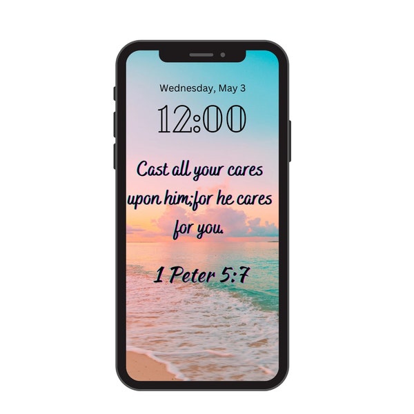 Cast All Your iPhone Wallpaper, Christian, Bible Verse Art, 1 Peter 5:7, Scripture Art, Cast All Your Cares Upon Him; For He Cares For You