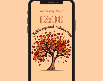 iPhone-achtergrond herfstboom, herfstbladeren (digitale download)