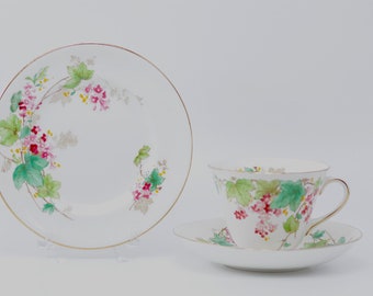 Rare Royal Doulton Gillian tea cup trio, H4860 cup, saucer and tea plate. Hand painted over transfer. c1950