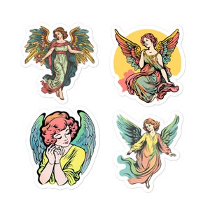Angel Stickers, Vintage Stickers, Retro Stickers, Magical Stickers, 4 Stickers