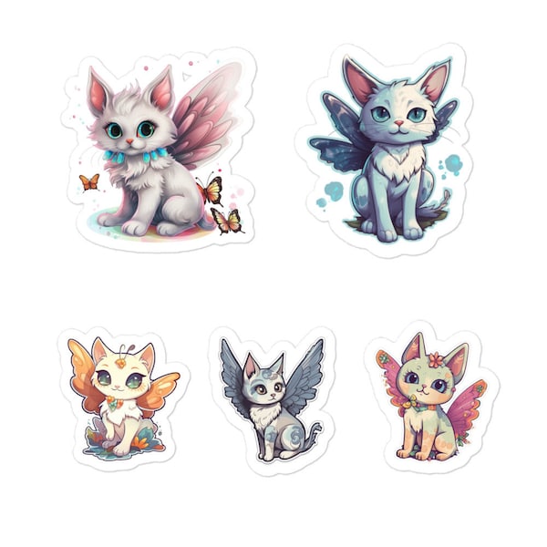 Fairy Stickers, Cat Stickers, Vintage Stickers, Magical Stickers, 5 Stickers