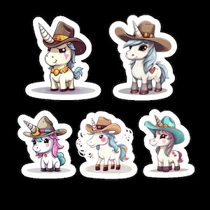 Eenhoornstickers, Cowboystickers, Premiumstickers, 5 stickers