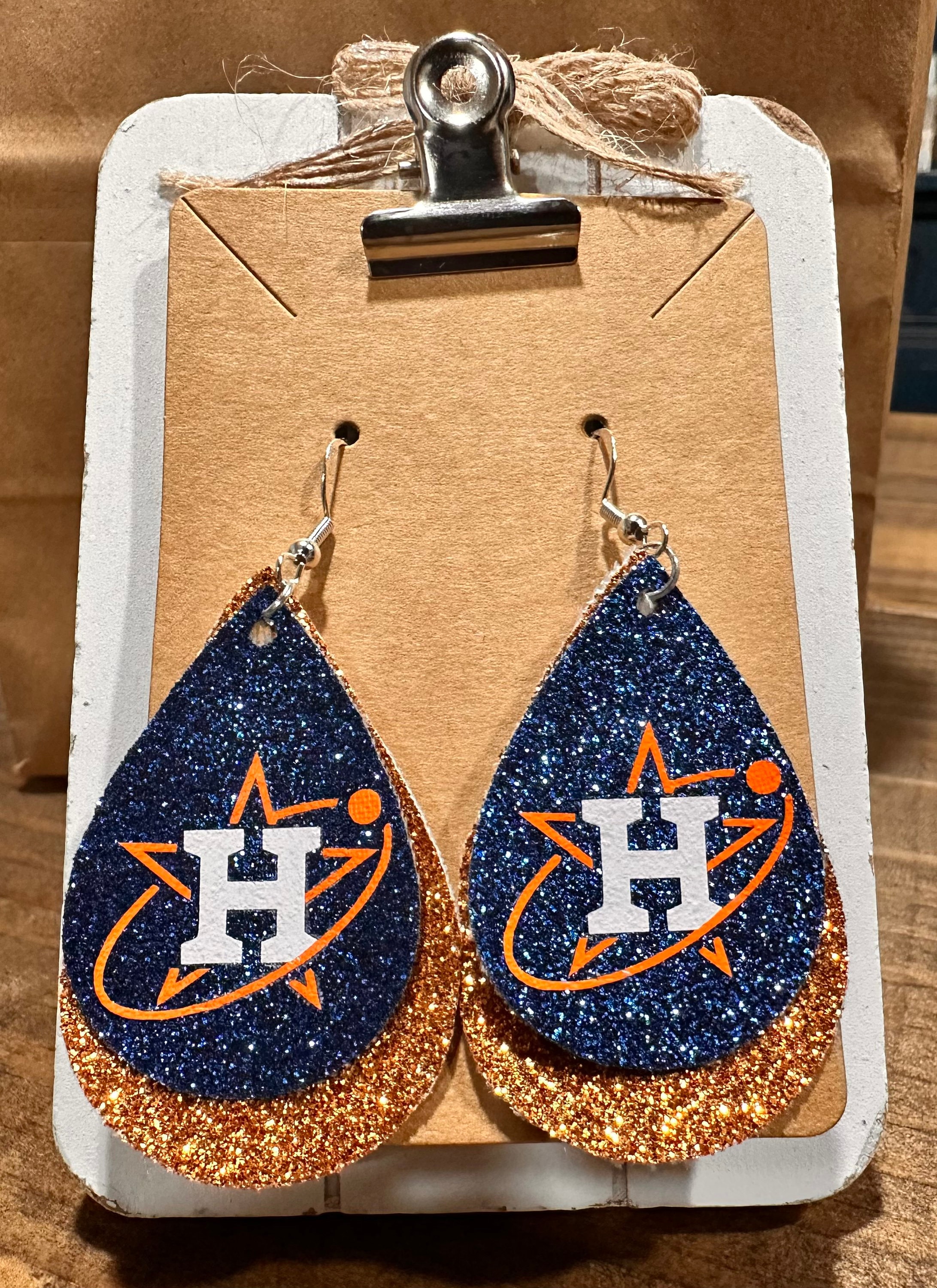 Astros Inspired Earrings/ Astros Earrings/ Houston Earrings, Houston Astros, Orange and Blue Earrings, Gift for Fans