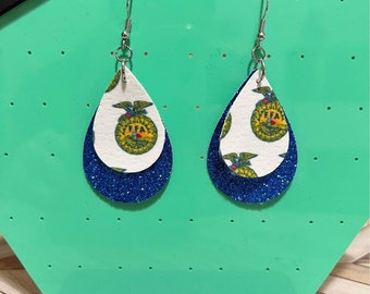 FFA Logo Faux Leather Teardrop Earrings