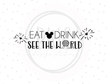 See The World Eat & Drink PNG- Ready to Press - Camisa de viaje familiar- Camisa WDW - Archivo de corte de vinilo, Regalo personalizado PNG
