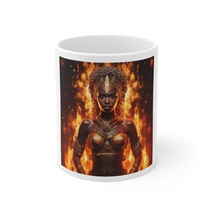 Schwarze Afrikanische Feuergöttin Keramiktasse 11oz
