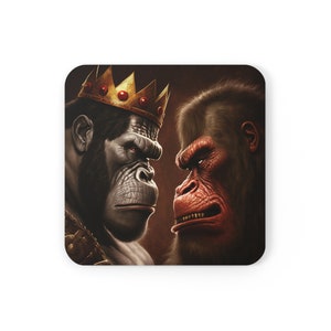 Gorilla Stare Down Cork Back Coaster