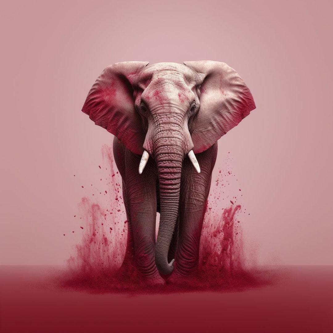 Red and White Elephant Etsy