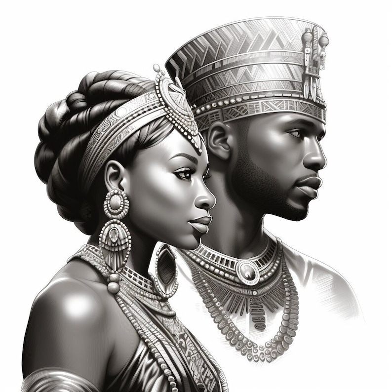 African King and Queen Coloring Pages Etsy