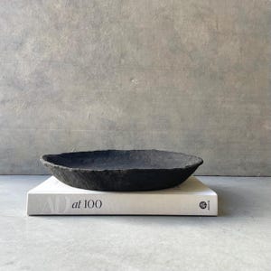 Paper Mache Black Coffee Table Tray, Wabi Sabi Bowl
