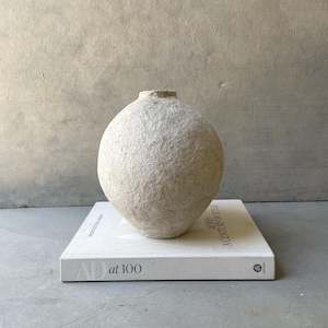 Large Paper Mache Wabi Sabi Vase, Unique Neutral Handmade Vase, Minimalist Decor