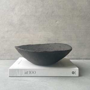 Paper Mache bowl, Black Decorative Bowl, Handmade Wabi Sabi Bowl, Coffee Table Centerpiece