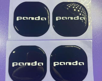 Set 4 Logo Stickers Emblems Fiat Panda Hubcaps in 3D