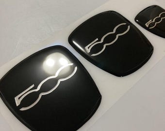 Fiat 500 Emblems 3D Resin Stickers Front Rear Steering Wheel Various Colors Available