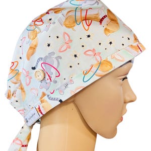 Cats and Dogs Scrub Cap. FABRIC TIE. Scrub cap for women men, scrub hat, surgical cap, adjustable scrub cap, Vet Nurses cap, Dentist cap,