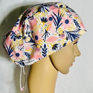 Blossom Breeze Scrub Cap.  Scrub cap for women Surgical cap Scrub Hat. Theatre Nurse. Dental Vet Nurse. Toggle Tie