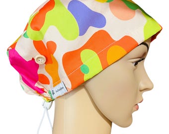 Splatypus Scrub Cap.  Scrub cap for women Surgical cap. Adjustable Scrub Hat. Theatre Nurse Hat. Dental Vet Nurse. Toggle Tie