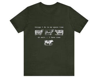 Maglietta grafica con mucca divertente, maglietta unisex a maniche corte