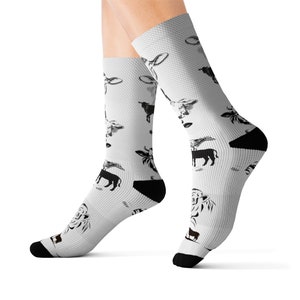 Calcetines de vaca, calcetines rancheros, calcetines Angus, regalos de calcetines de vaca, calcetines de sublimación