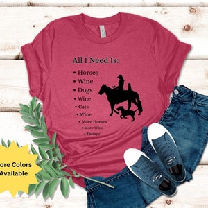 Chemise de cheval, chemise de vin, chemise de ranch, chemise de ferme, tee-shirt à manches courtes en jersey unisexe