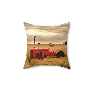 Tractor Pillow, Wheat field, Red tractor in wheat field, Case Tractor, Old Tractor