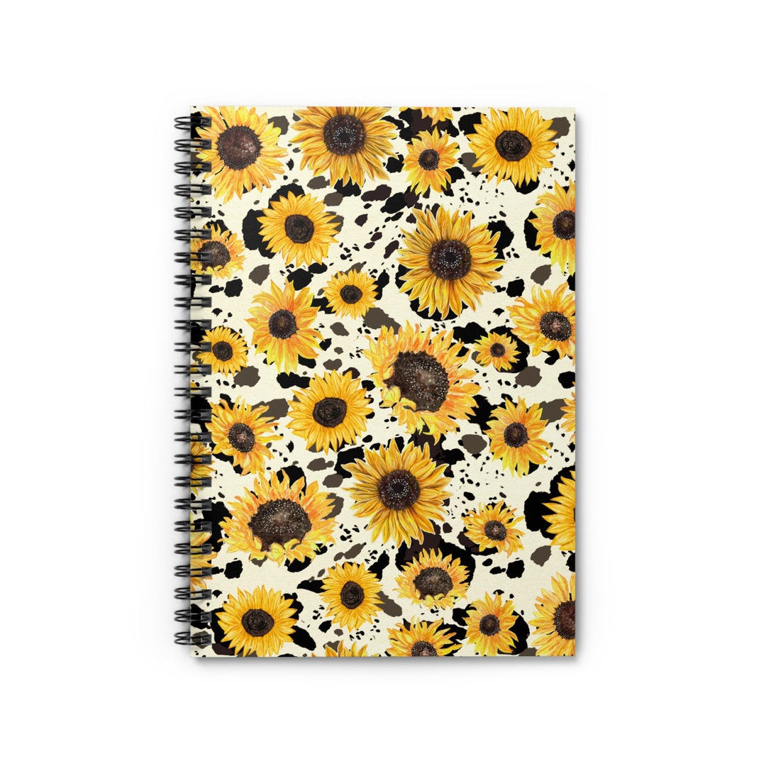Cow Hide Sunflower Spiral Notebook - Ruled Line - Etsy