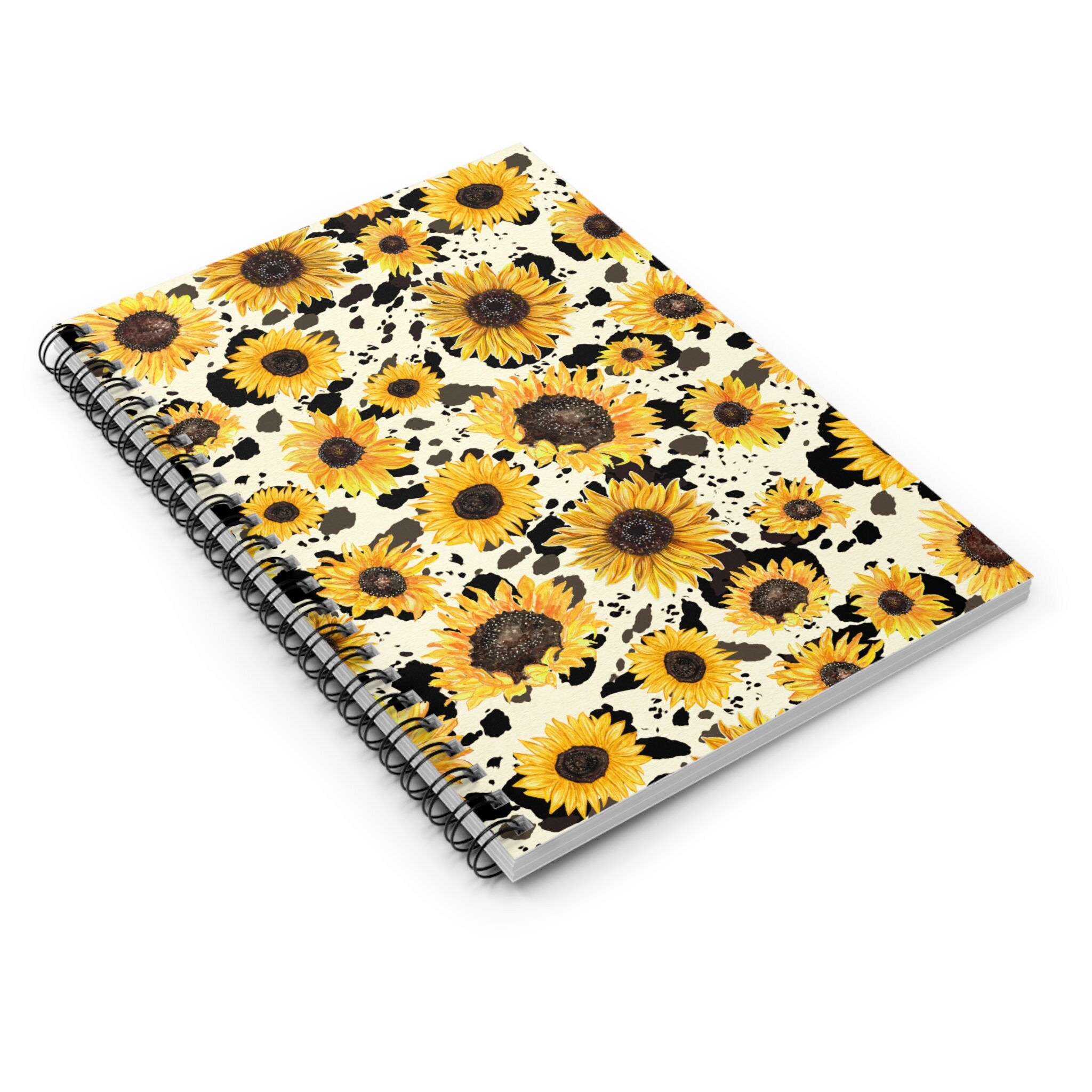 Cow Hide Sunflower Spiral Notebook - Ruled Line - Etsy