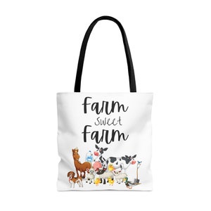 Farm Sweet Farm Tote, Fourre-tout de ferme, Fourre-tout pour animaux de ferme, Sac fourre-tout (AOP)