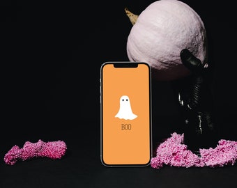 Boo Ghost Halloween iPhone Wallpaper | Spooky Phone Background (Digital Download)