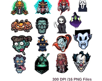 Horror Character Halloween Clipart PNG Bundle For Cricut, Scary Horror Characters, Horror Clipart sublimation PNG