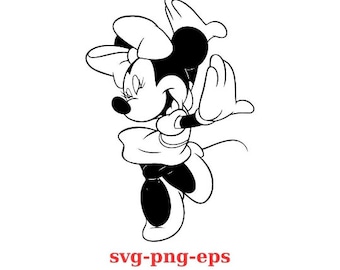Minnie Mouse Lindo SVG, Minnie Mouse SVG, Archivo de corte - Descarga digital svg dxf png Diseño para Cricut o Silhouette Cut File Instant Vector