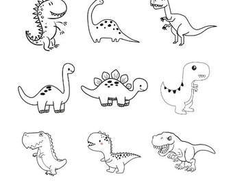 Dinosaur SVG Bundle T-rex Brontosaurus Stegosaurus Triceratops Outline cut file Baby Toddler Shirt Silhouette Cricut Vinyl Laser Engraving