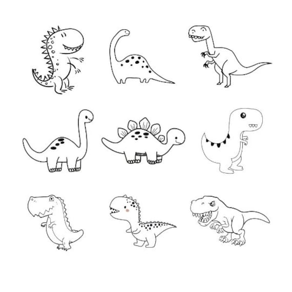 Dinosaur SVG Bundle T-rex Brontosaurus Stegosaurus Triceratops Outline cut file Baby Toddler Shirt Silhouette Cricut Vinyl Laser Engraving