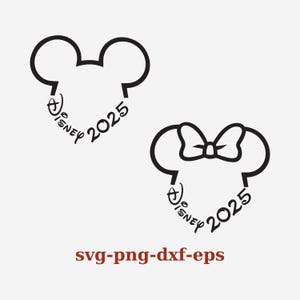 2025, Micky Minnie Maus, mickey svg, mickey maus svg, Ohren Schleife, Umriss, Reise, Urlaub, Schnitt, Cricut, Silhouette, Sofort Download