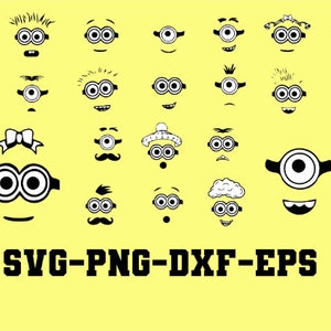 Minions Faces Vector Bundle / Despicable Me Clip Art Svg, Eps Silhouette Files / Cut Files For Cricut / Minion Face Png / Hand Drawn Design