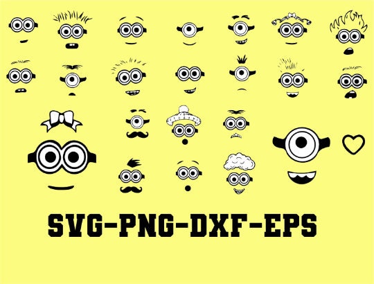 Minions Faces Vector Bundle / Despicable Me Clip Art Svg, Eps
